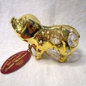 24K GOLD PLATED PIG ORNAMENT WITH Austrian Crystals